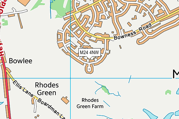 M24 4NW map - OS VectorMap District (Ordnance Survey)