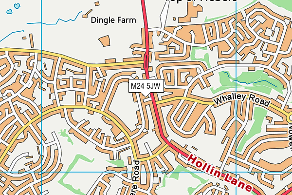 M24 5JW map - OS VectorMap District (Ordnance Survey)