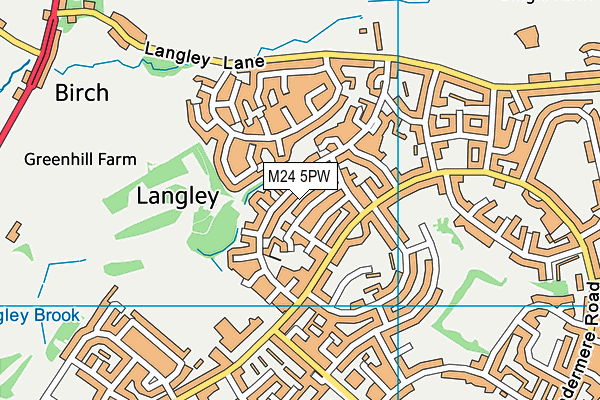 M24 5PW map - OS VectorMap District (Ordnance Survey)