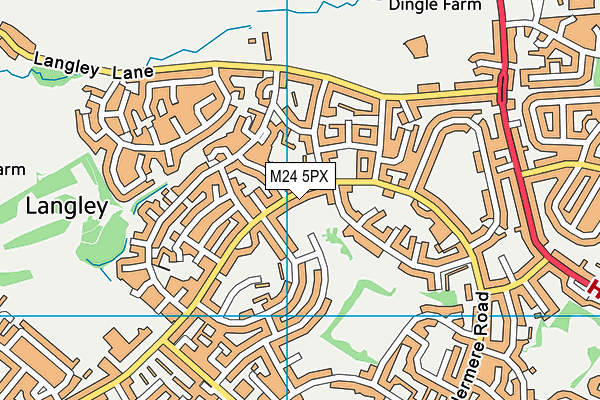 M24 5PX map - OS VectorMap District (Ordnance Survey)