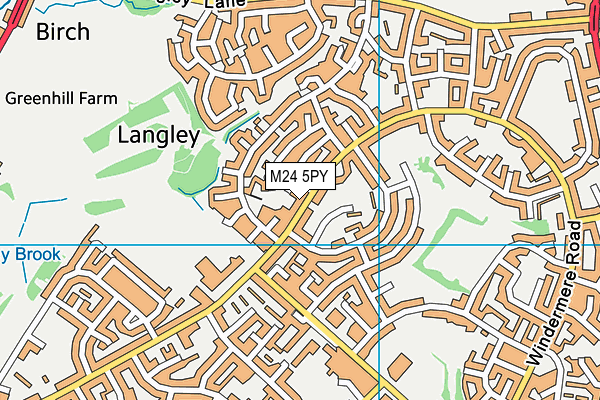 M24 5PY map - OS VectorMap District (Ordnance Survey)