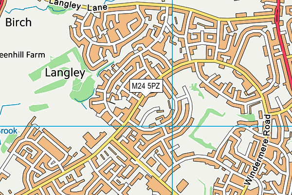 M24 5PZ map - OS VectorMap District (Ordnance Survey)