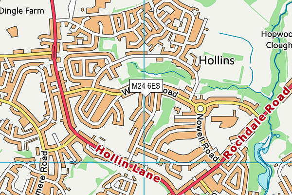 M24 6ES map - OS VectorMap District (Ordnance Survey)