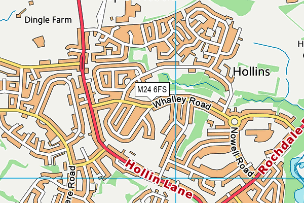 M24 6FS map - OS VectorMap District (Ordnance Survey)