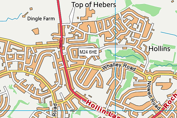 M24 6HE map - OS VectorMap District (Ordnance Survey)