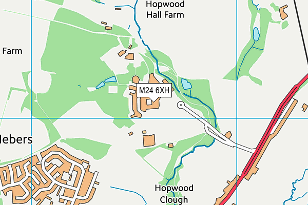 Hopwood Hall College map (M24 6XH) - OS VectorMap District (Ordnance Survey)