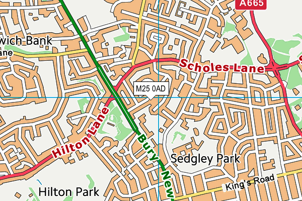 M25 0AD map - OS VectorMap District (Ordnance Survey)