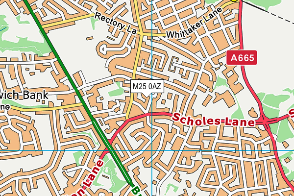 M25 0AZ map - OS VectorMap District (Ordnance Survey)