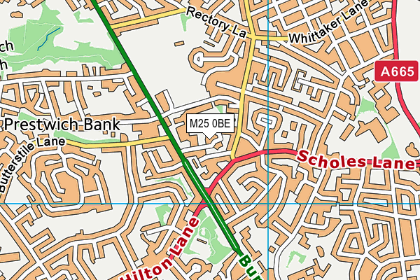 M25 0BE map - OS VectorMap District (Ordnance Survey)