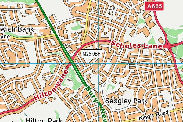 M25 0BF map - OS VectorMap District (Ordnance Survey)