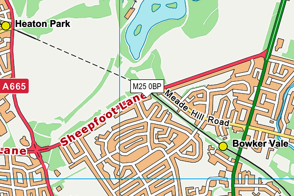 M25 0BP map - OS VectorMap District (Ordnance Survey)