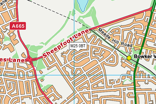 M25 0BT map - OS VectorMap District (Ordnance Survey)