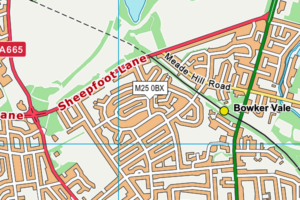 M25 0BX map - OS VectorMap District (Ordnance Survey)