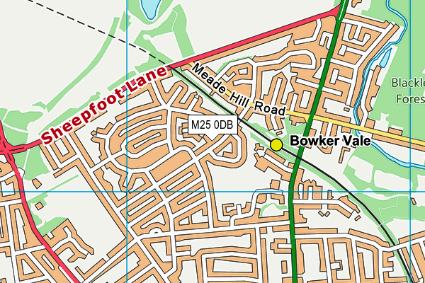 M25 0DB map - OS VectorMap District (Ordnance Survey)