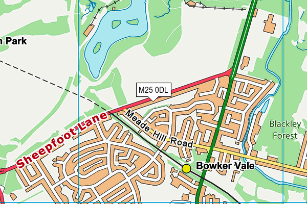 M25 0DL map - OS VectorMap District (Ordnance Survey)