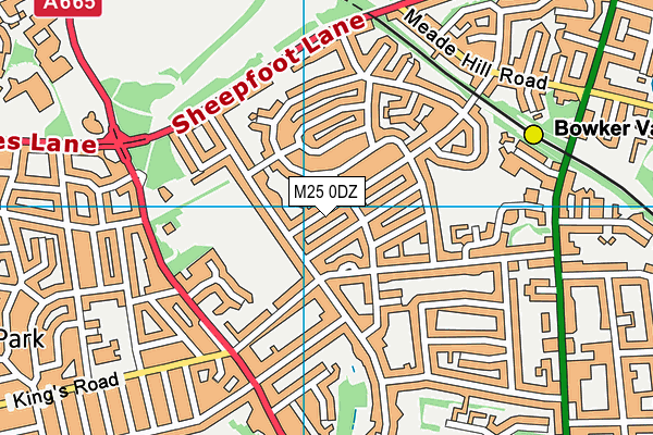 M25 0DZ map - OS VectorMap District (Ordnance Survey)