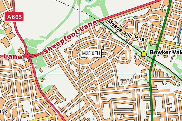 M25 0FH map - OS VectorMap District (Ordnance Survey)
