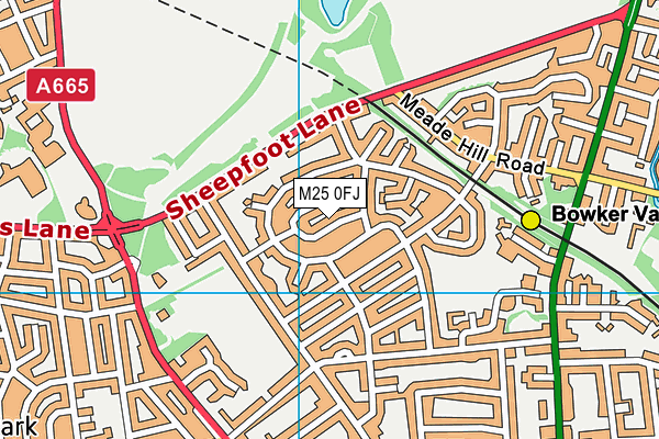 M25 0FJ map - OS VectorMap District (Ordnance Survey)