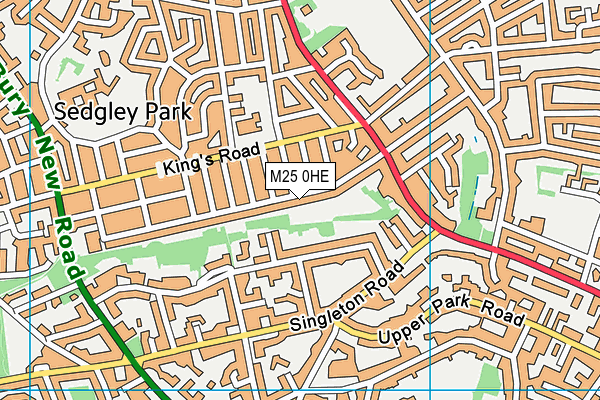 M25 0HE map - OS VectorMap District (Ordnance Survey)