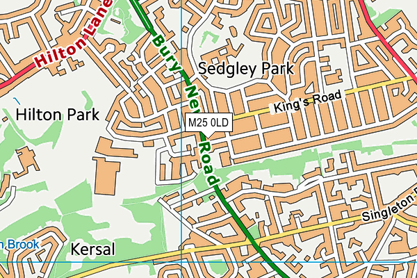 M25 0LD map - OS VectorMap District (Ordnance Survey)