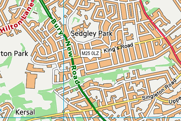 M25 0LZ map - OS VectorMap District (Ordnance Survey)