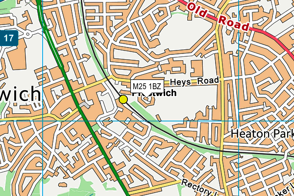 Prestwich Cricket Tennis & Bowling Club map (M25 1BZ) - OS VectorMap District (Ordnance Survey)