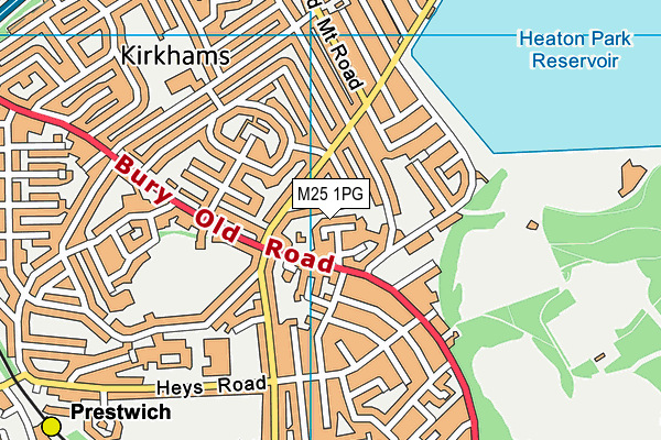 M25 1PG map - OS VectorMap District (Ordnance Survey)