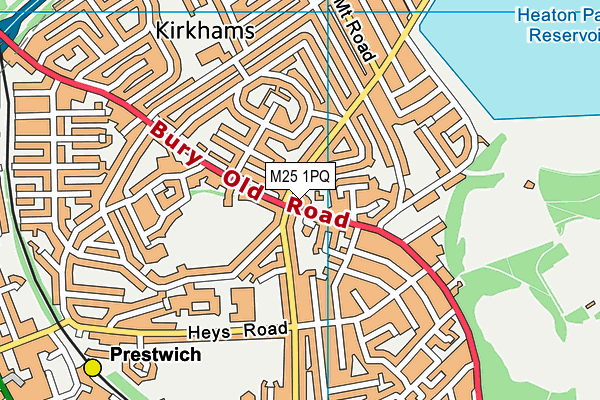 M25 1PQ map - OS VectorMap District (Ordnance Survey)