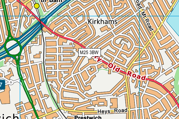 M25 3BW map - OS VectorMap District (Ordnance Survey)