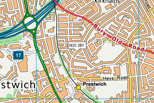 M25 3BY map - OS VectorMap District (Ordnance Survey)