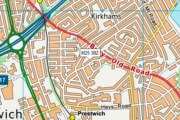 M25 3BZ map - OS VectorMap District (Ordnance Survey)