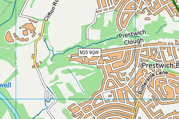 M25 9QW map - OS VectorMap District (Ordnance Survey)