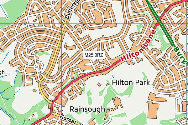 M25 9RZ map - OS VectorMap District (Ordnance Survey)