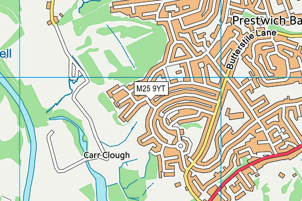 M25 9YT map - OS VectorMap District (Ordnance Survey)