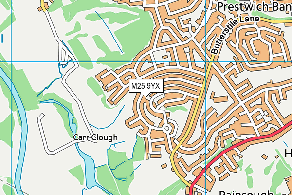 M25 9YX map - OS VectorMap District (Ordnance Survey)