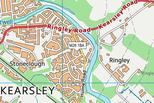 M26 1BA map - OS VectorMap District (Ordnance Survey)