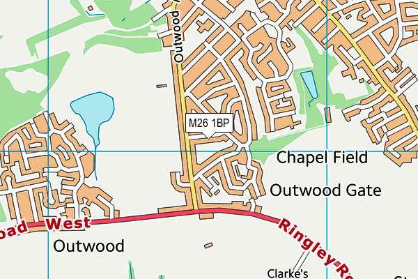 M26 1BP map - OS VectorMap District (Ordnance Survey)