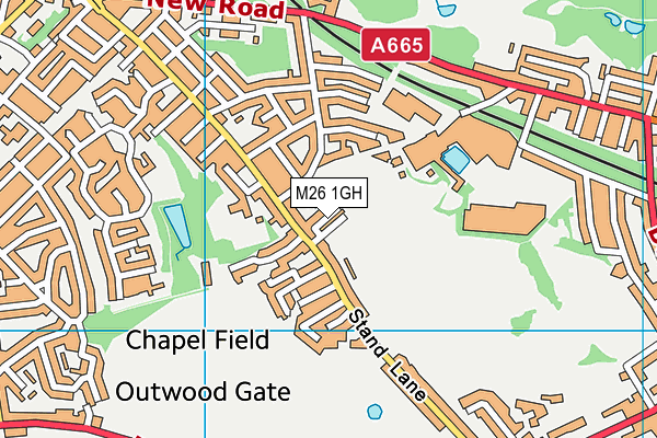 Hollinhurst Playing Fields map (M26 1GH) - OS VectorMap District (Ordnance Survey)