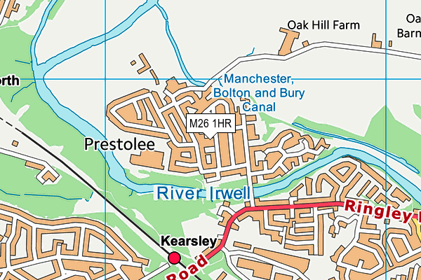 M26 1HR map - OS VectorMap District (Ordnance Survey)