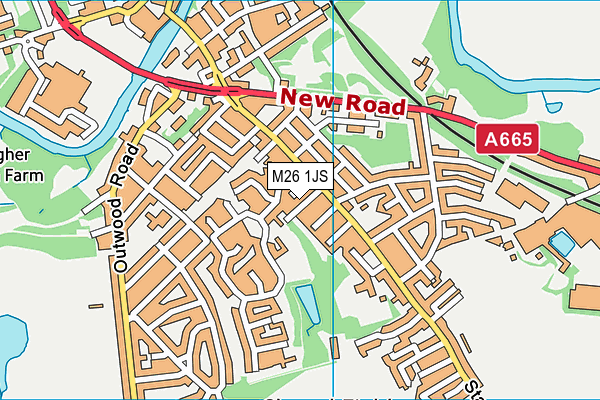 M26 1JS map - OS VectorMap District (Ordnance Survey)