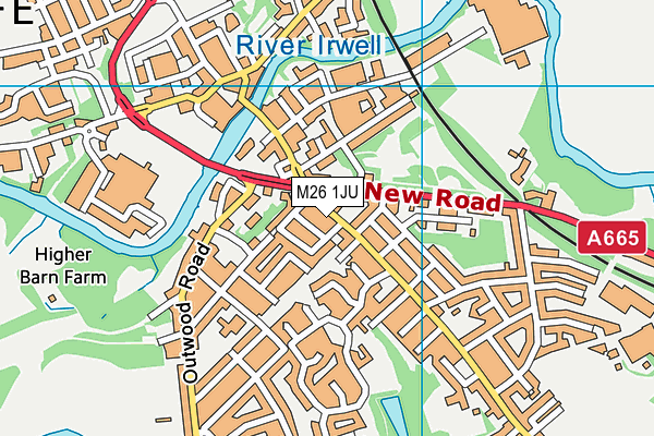 M26 1JU map - OS VectorMap District (Ordnance Survey)