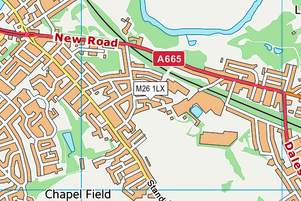 M26 1LX map - OS VectorMap District (Ordnance Survey)