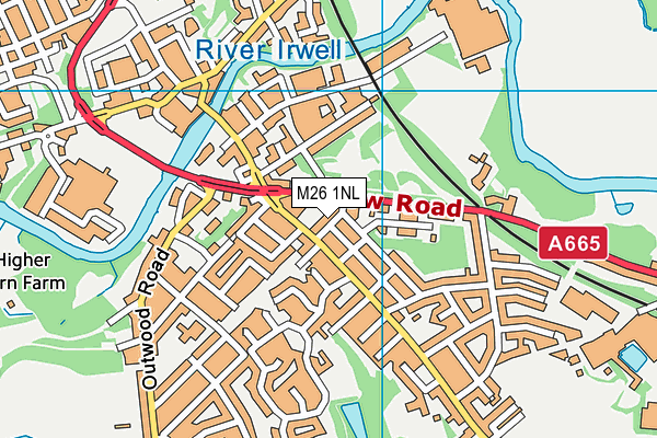 M26 1NL map - OS VectorMap District (Ordnance Survey)