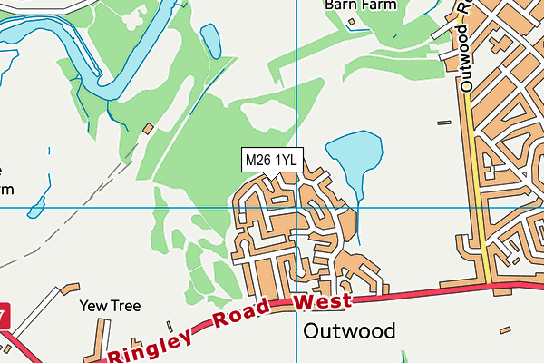 M26 1YL map - OS VectorMap District (Ordnance Survey)