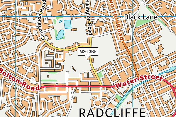 Radcliffe Cricket Club map (M26 3RF) - OS VectorMap District (Ordnance Survey)