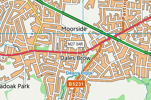 M27 0AR map - OS VectorMap District (Ordnance Survey)