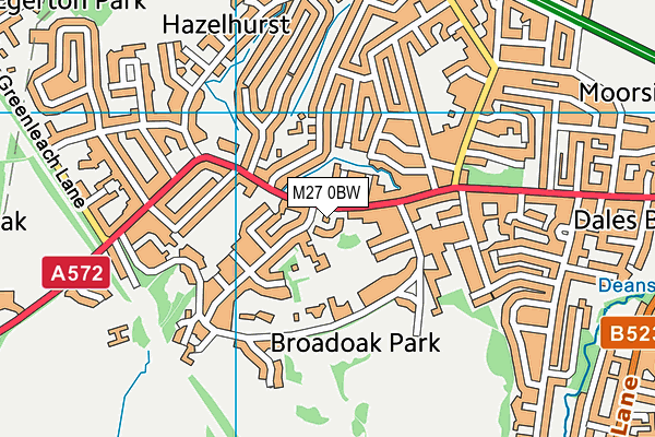 M27 0BW map - OS VectorMap District (Ordnance Survey)