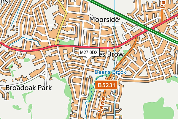 M27 0DX map - OS VectorMap District (Ordnance Survey)