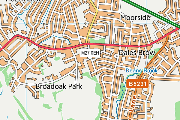 M27 0EH map - OS VectorMap District (Ordnance Survey)