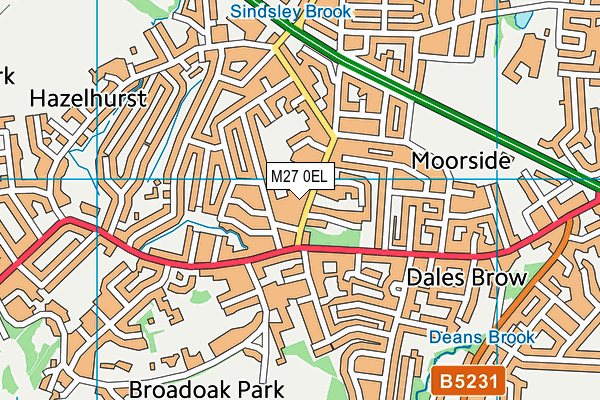 M27 0EL map - OS VectorMap District (Ordnance Survey)